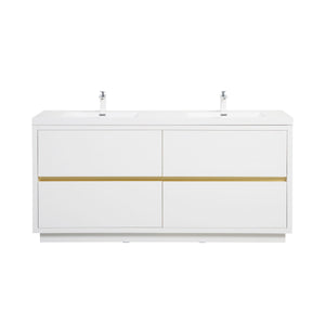 Bathin Freestanding Bathroom Vanity With Double Sinks, Bathroom Storage Vanity Cabinet With Stone Resin Countertop And Soft Close Drawers
