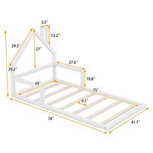 Floor Bed With House Shaped Headboard