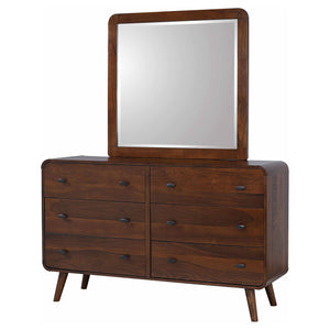 Robyn 6-drawer Dresser with Mirror Dark Walnut