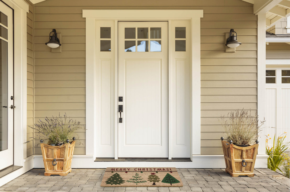 DII Christmas Coir Door Mat, Merry Trees