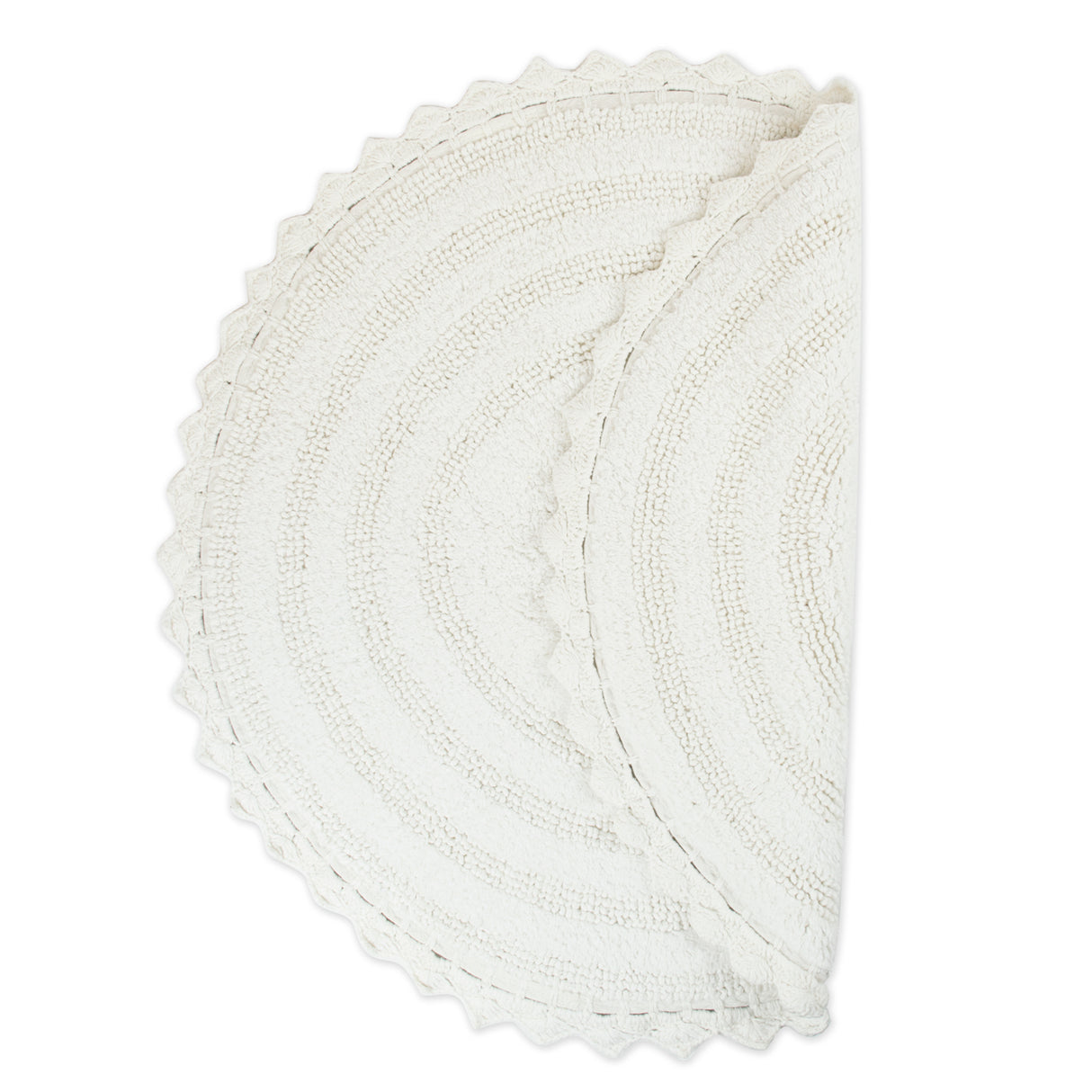 DII Crochet Bath Mat, Round, 27.5" Diameter, White