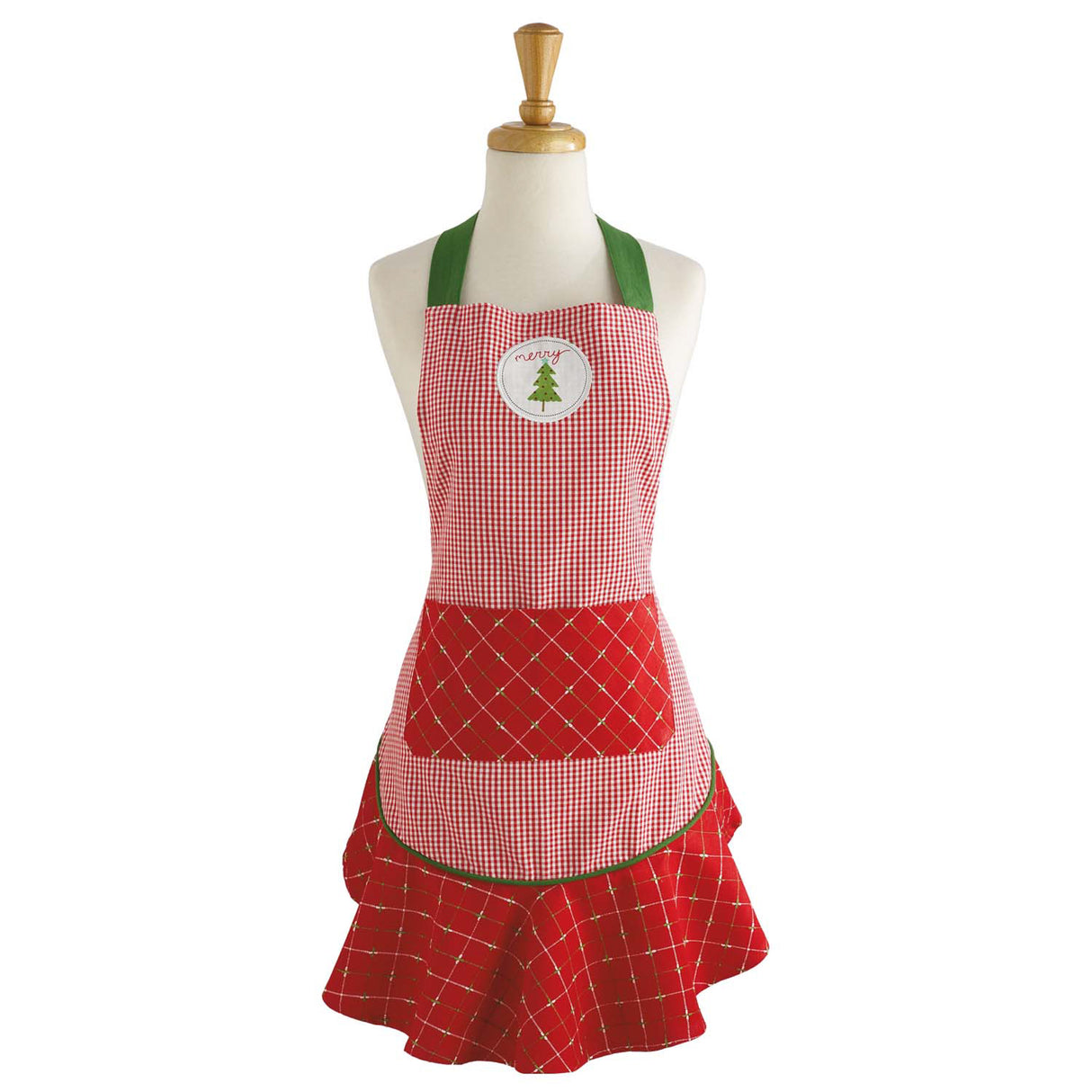 DII Cotton Christmas Ruffle Apron, Merry Tree