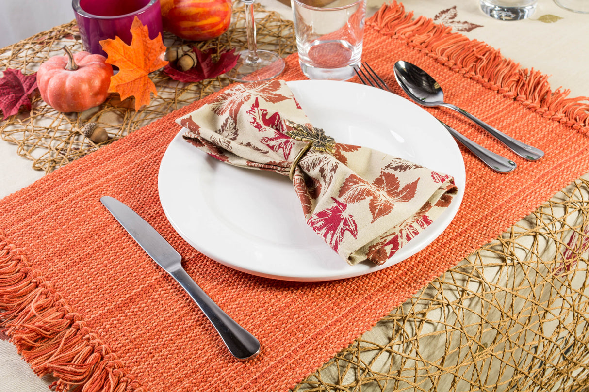 DII Autumn Print Napkin Set/6, Rustic Leaves