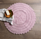 DII Crochet Bath Mat, Round, 27.5" Diameter, Mauve