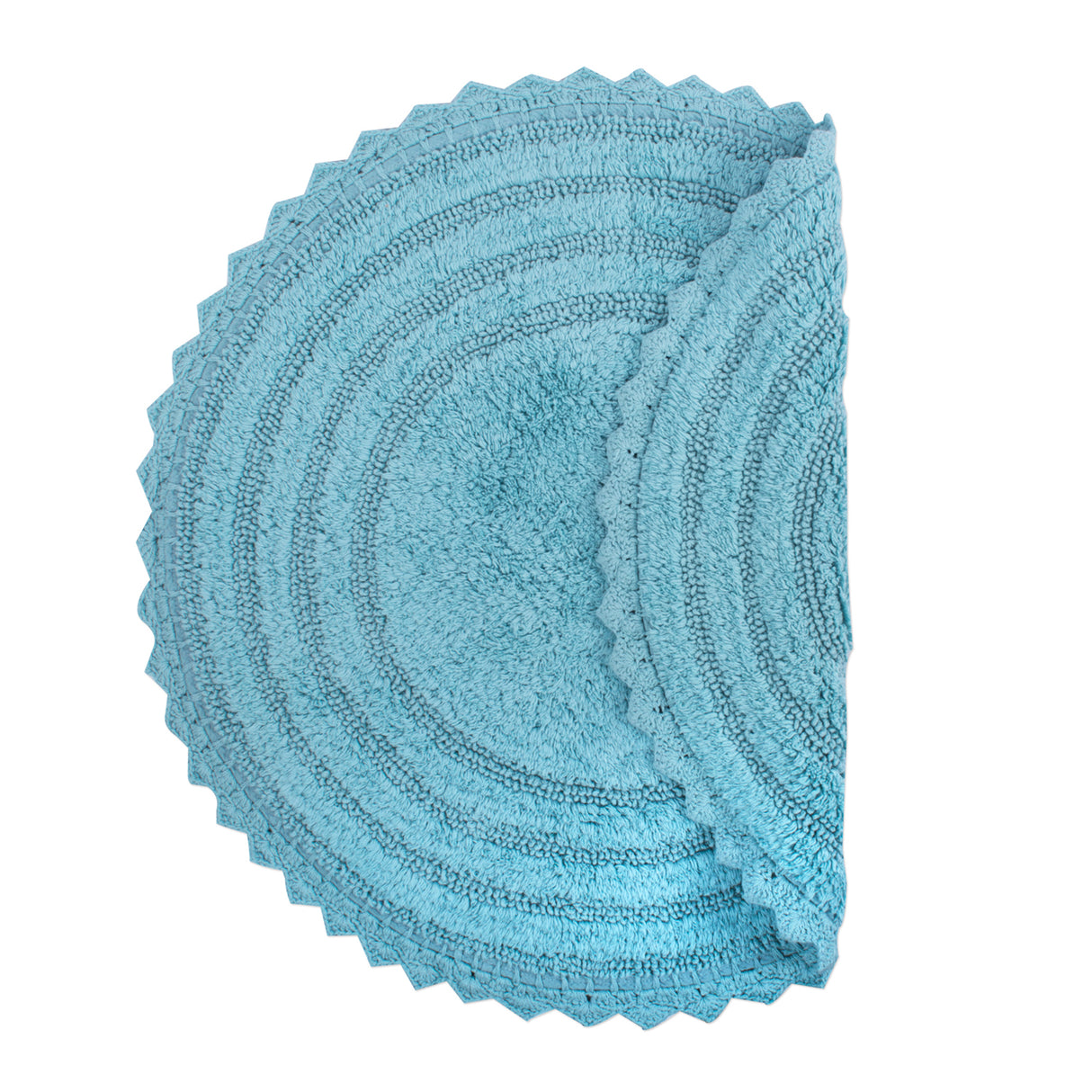 DII Crochet Bath Mat, Round, 27.5" Diameter, Cameo Blue