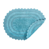 DII Crochet Bath Mat, Small Oval, 17x24", Cameo Blue