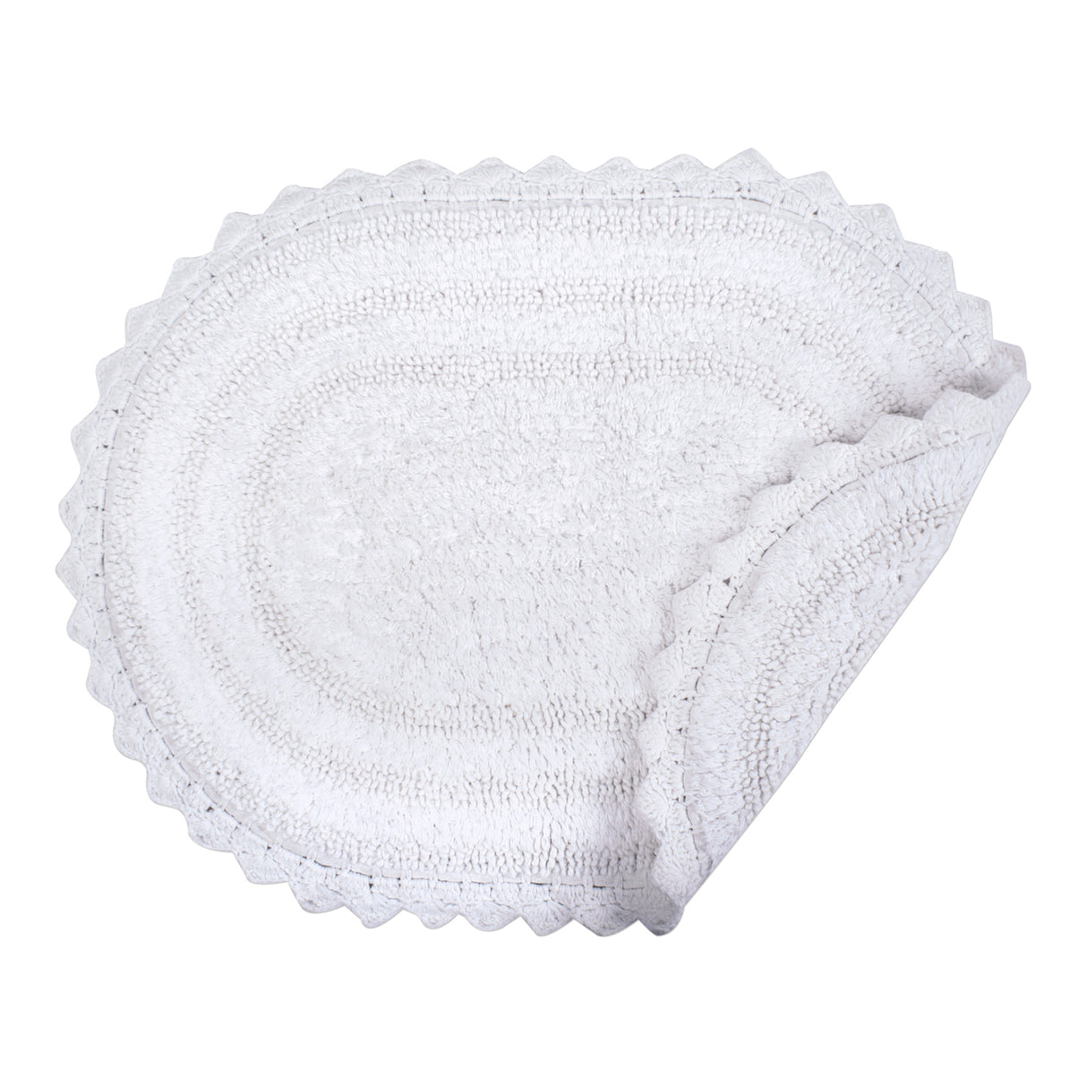 DII Crochet Bath Mat, Small Oval, 17x24", White
