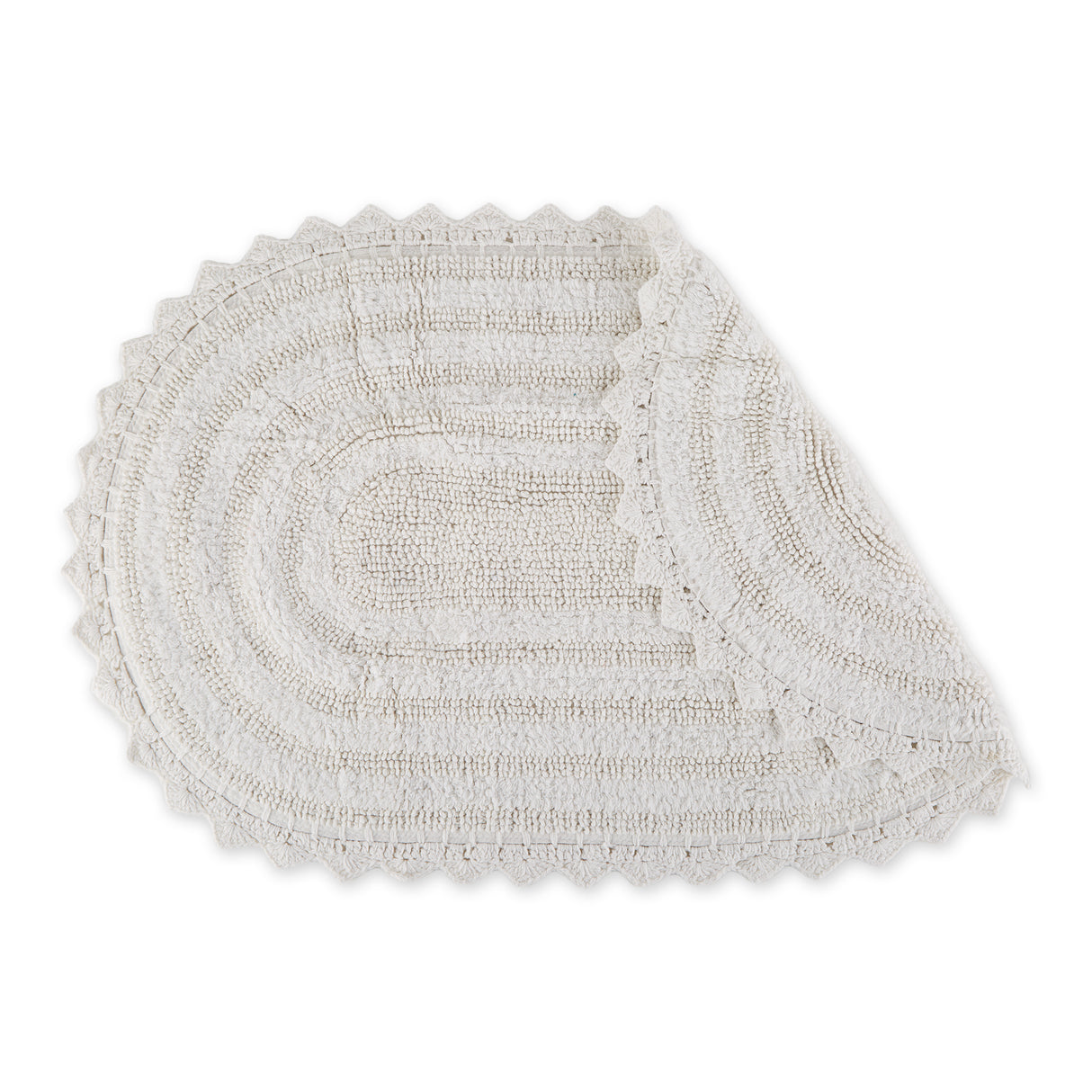 DII Crochet Bath Mat, Large Oval, 21x34", White