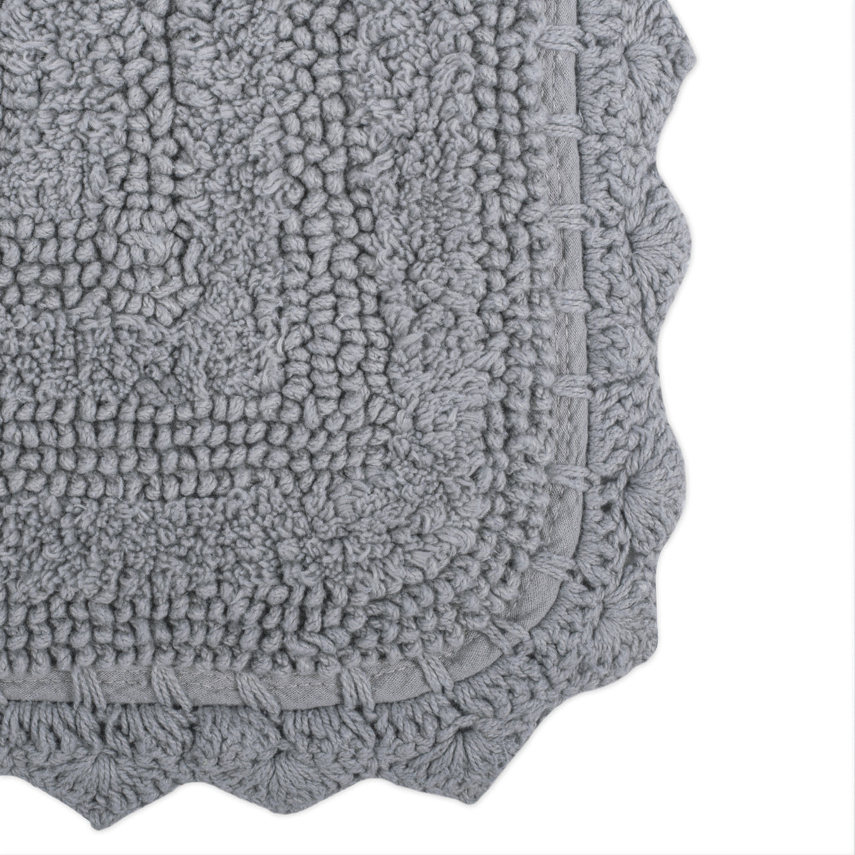 DII Crochet Bath Mat, Square, 24x24", Gray