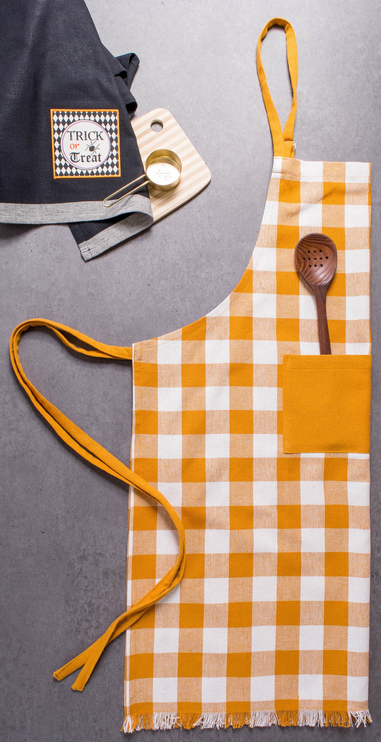 DII Pumpkin Spice Heavyweight Check Fringed Chef Apron
