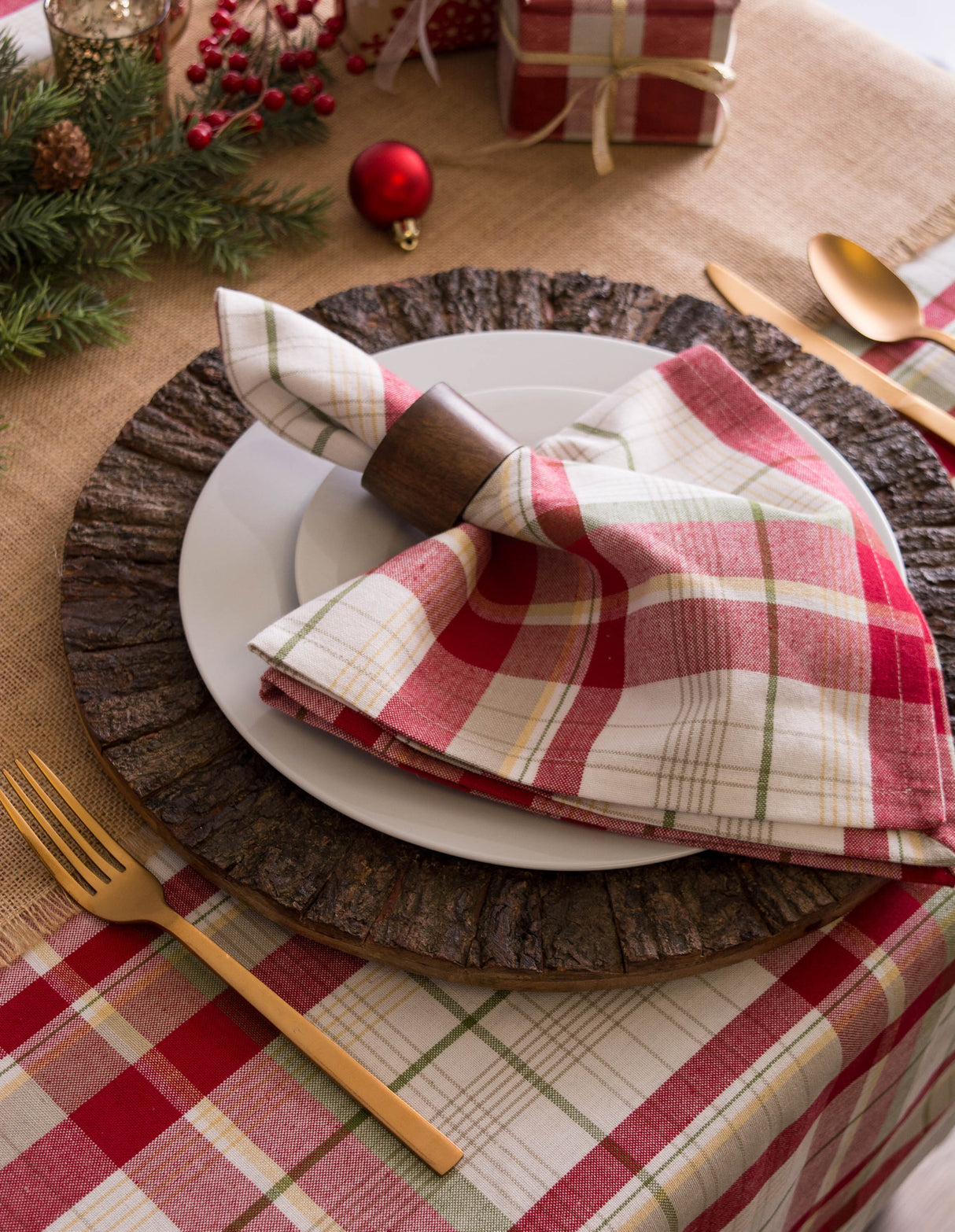 DII Autumn Plaid Napkin Set/6