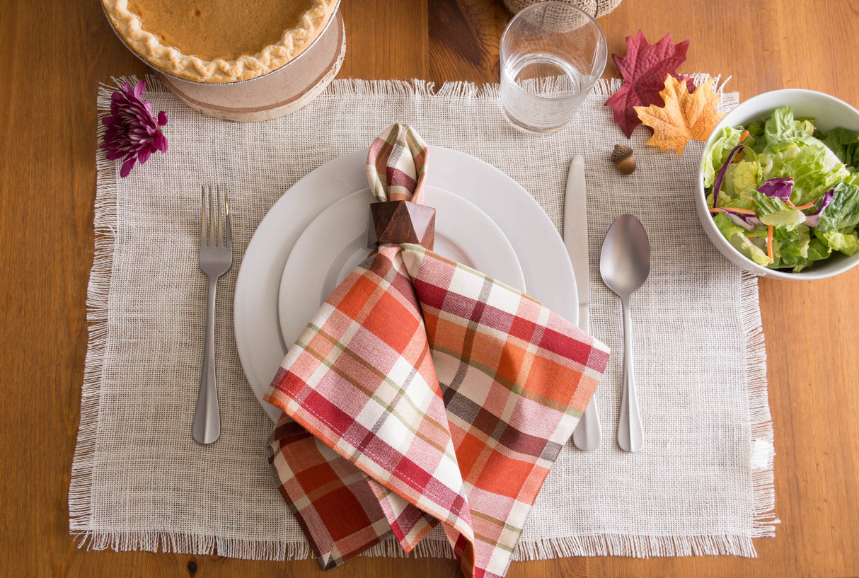 DII Autumn Plaid Napkin Set/6, Pumpkin Spice