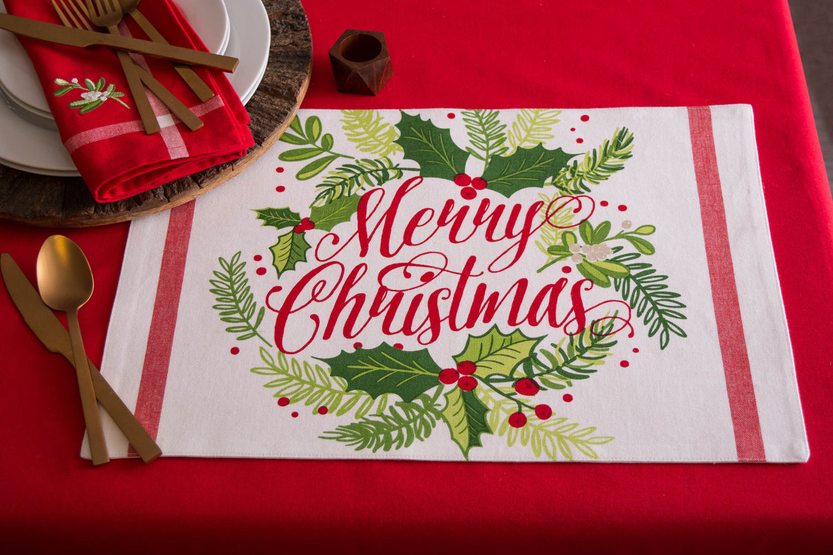 DII Merry Christmas Print Placemat Set/6