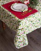 DII Christmas Printed Tablecloth, Holly, 70" Round
