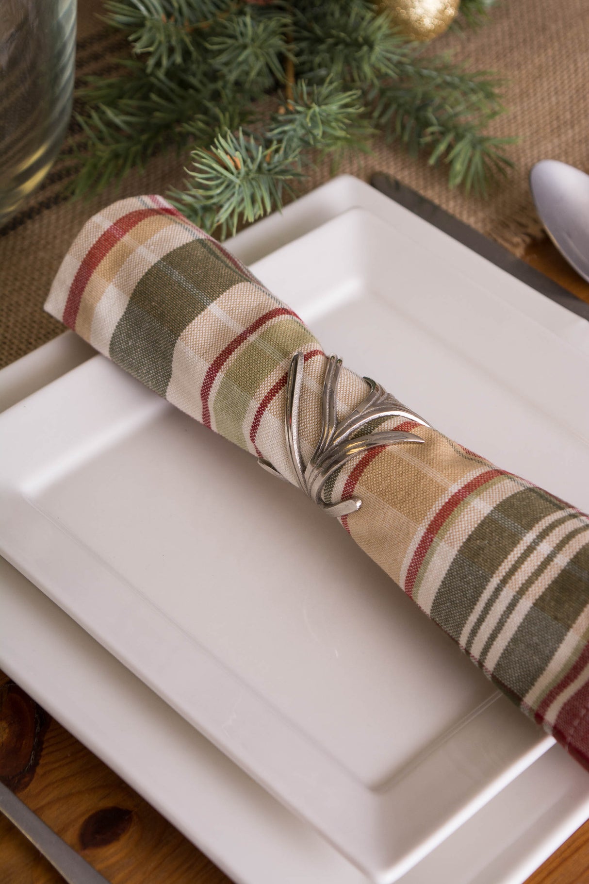 DII Autumn Plaid Napkin Set/6, Give Thanks