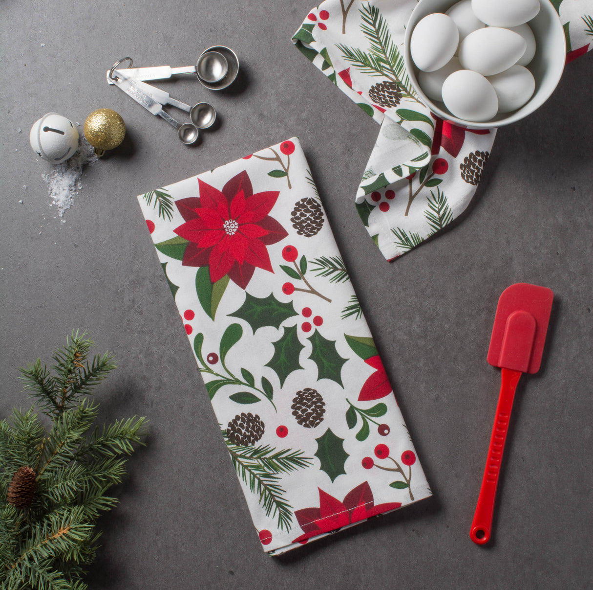 DII Holiday Printed Dishtowel Set 2 Piece, Woodland Print
