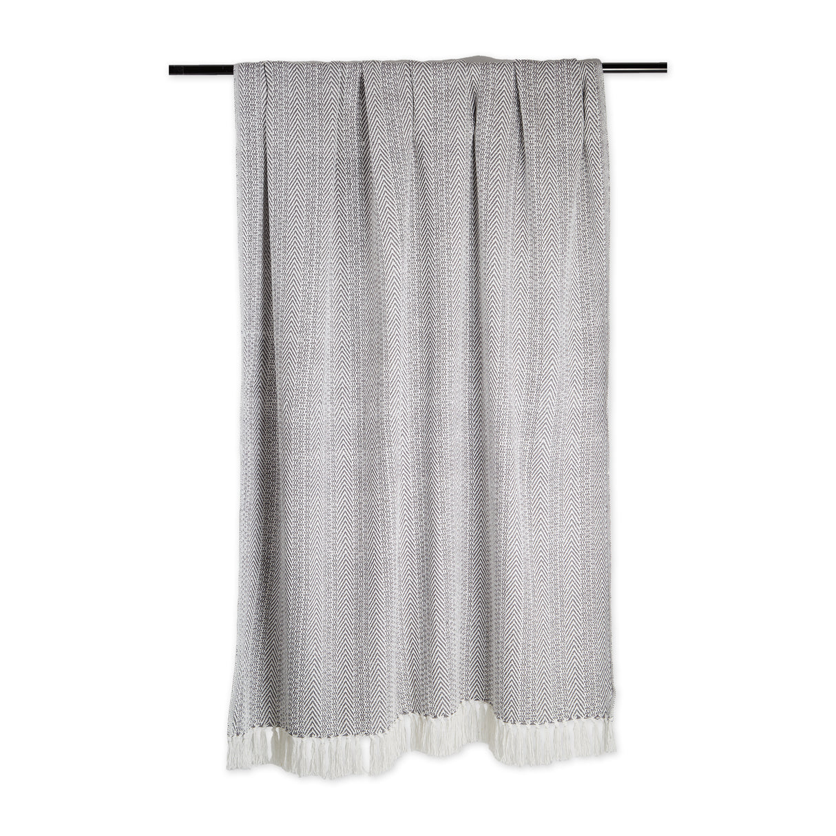 DII Herringbone Stripe Cotton Throw, Gray