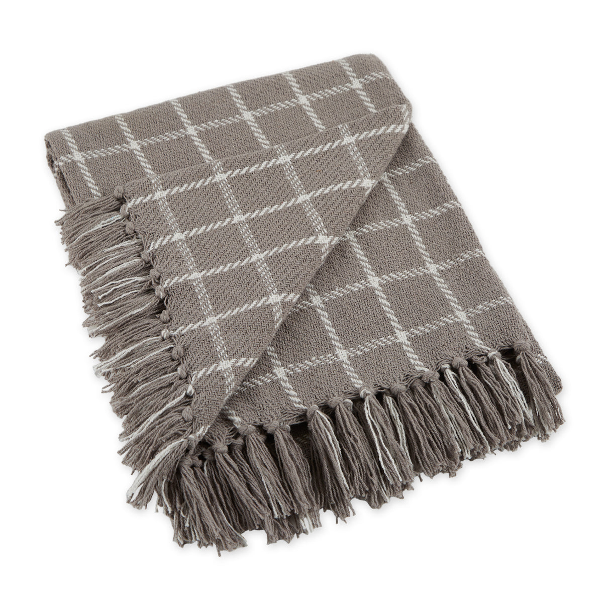 DII Cotton Checked Plaid Throw Blanket, 50x60-inch, Gray