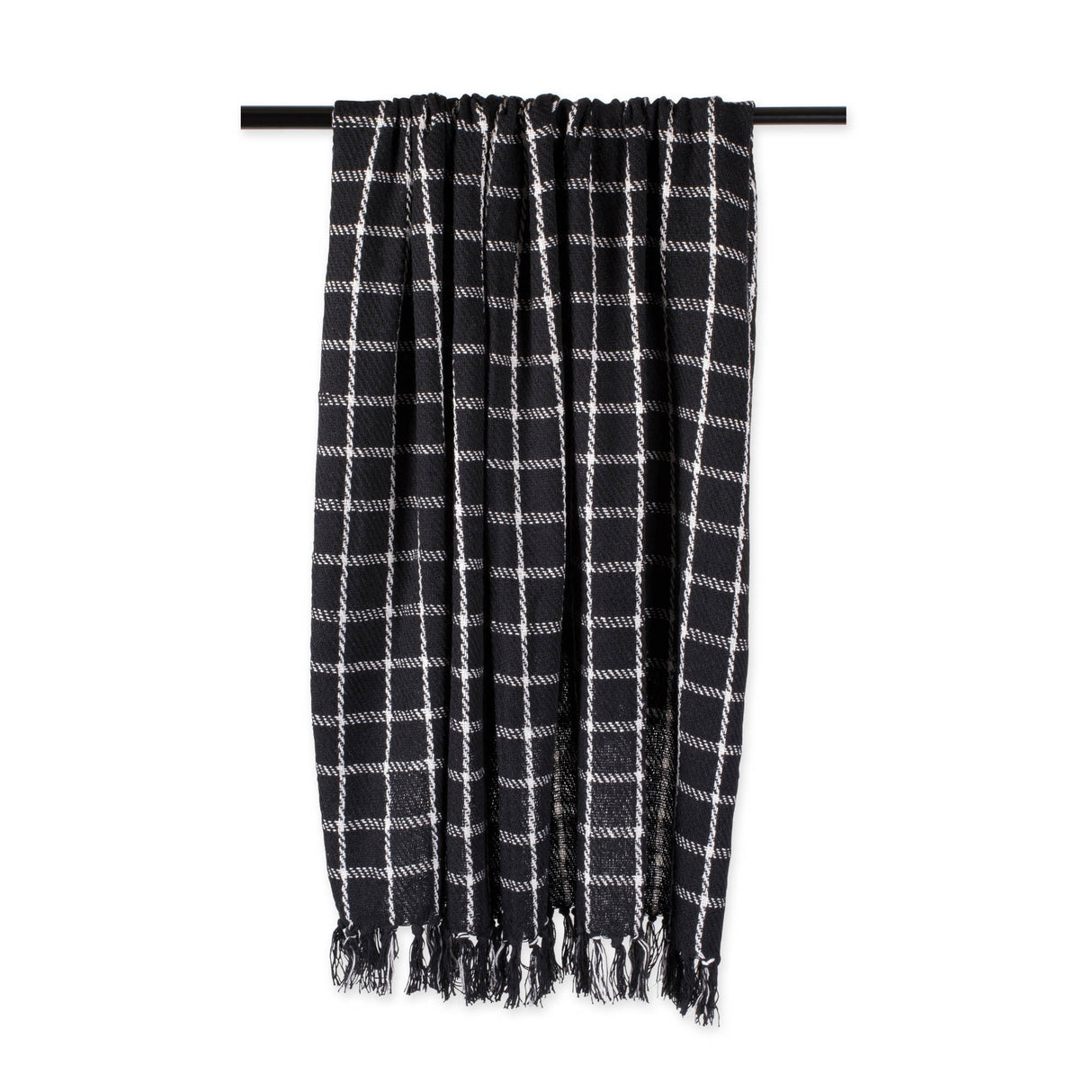 DII Cotton Checked Plaid Throw Blanket, 50x60-inch, Black