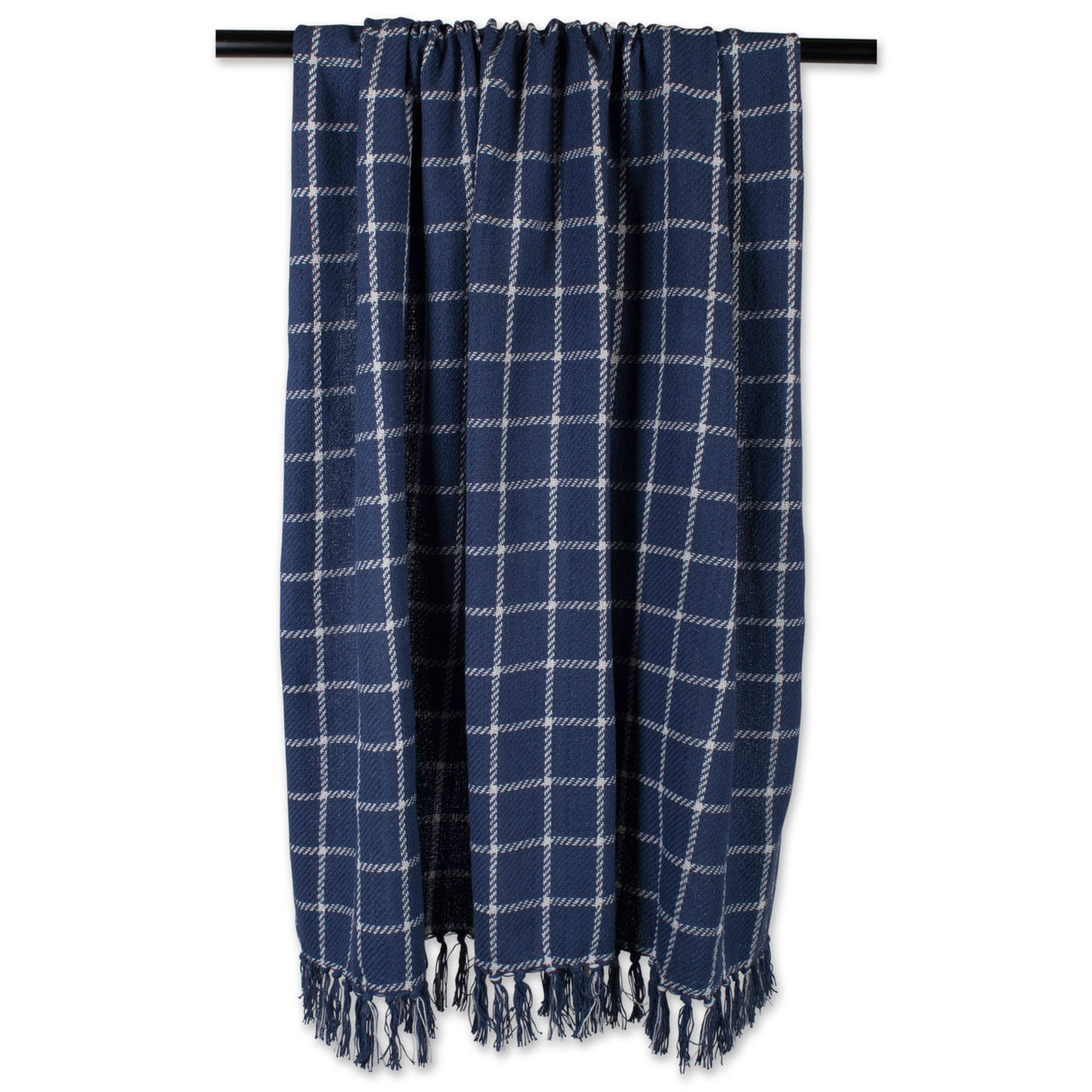 DII Cotton Checked Plaid Throw Blanket, 50x60-inch, French Blue