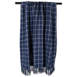 DII Cotton Checked Plaid Throw Blanket, 50x60-inch, French Blue