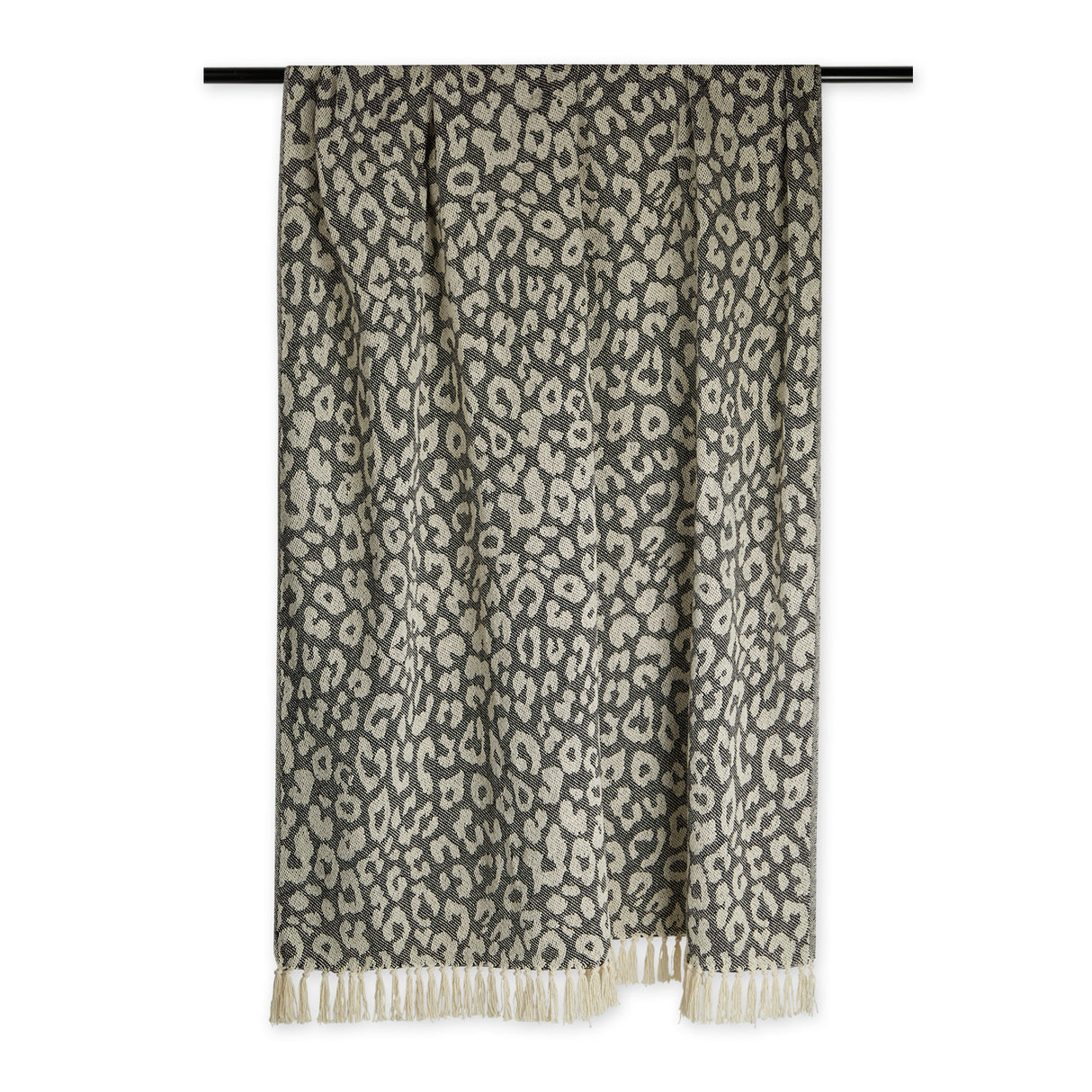 DII Leopard 50x60-Inch Cotton Woven Throw Blanket, Black