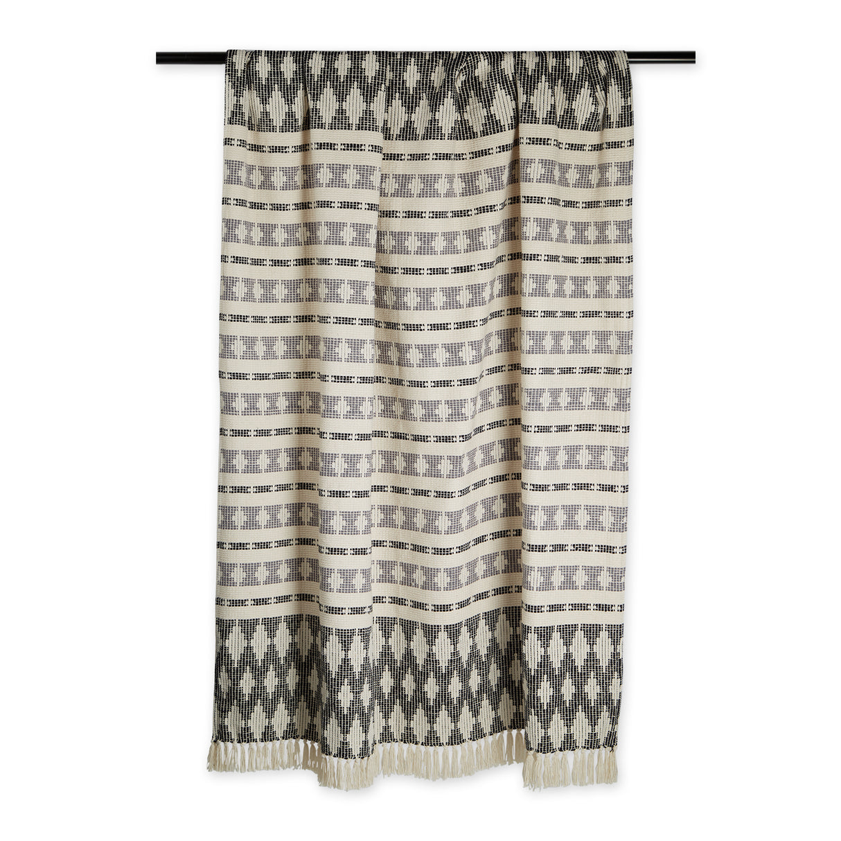 DII Colby Southwest Cotton Throw Blanket, 50x60-Inch, Black/Gray