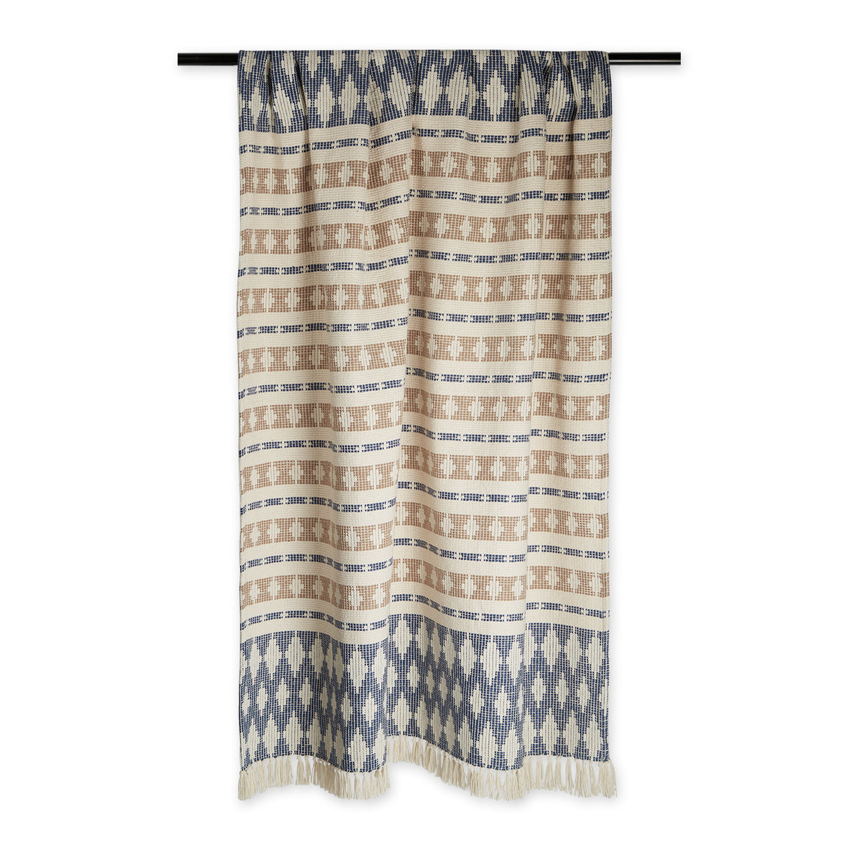 DII Colby Southwest Cotton Throw Blanket, 50x60-Inch, French Blue/Stone