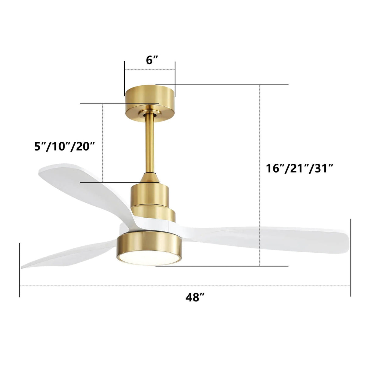 Indoor Ceiling Fan With Dimmable LED Light, 6-Speed Remote Control, LED DC Motor, Reversible Blades