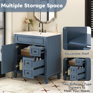 Bathroom Vanity With Sink, Cabinet With 2 Drawers And Adjustable Shelf