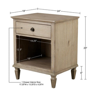 Victoria Nightstand with Open Storage - French Design - Multiple Colors