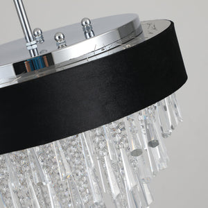 18-inch Modern Crystal Chandelier with Black Velvet Shade