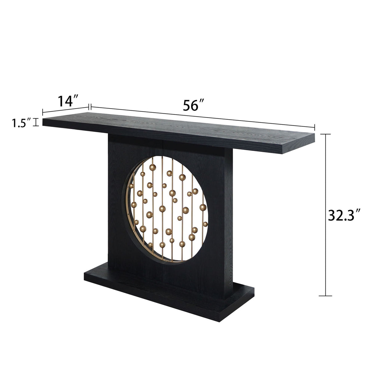 Console Table With Circular Art Decor For Living Room - Multi