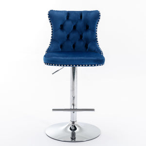 Swivel Barstools Adjusatble Seat Height From 25-33", Modern Upholstered Base Bar Stools With Backs Comfortable Tufted For Home Pub And Kitchen Island (Set of 2)