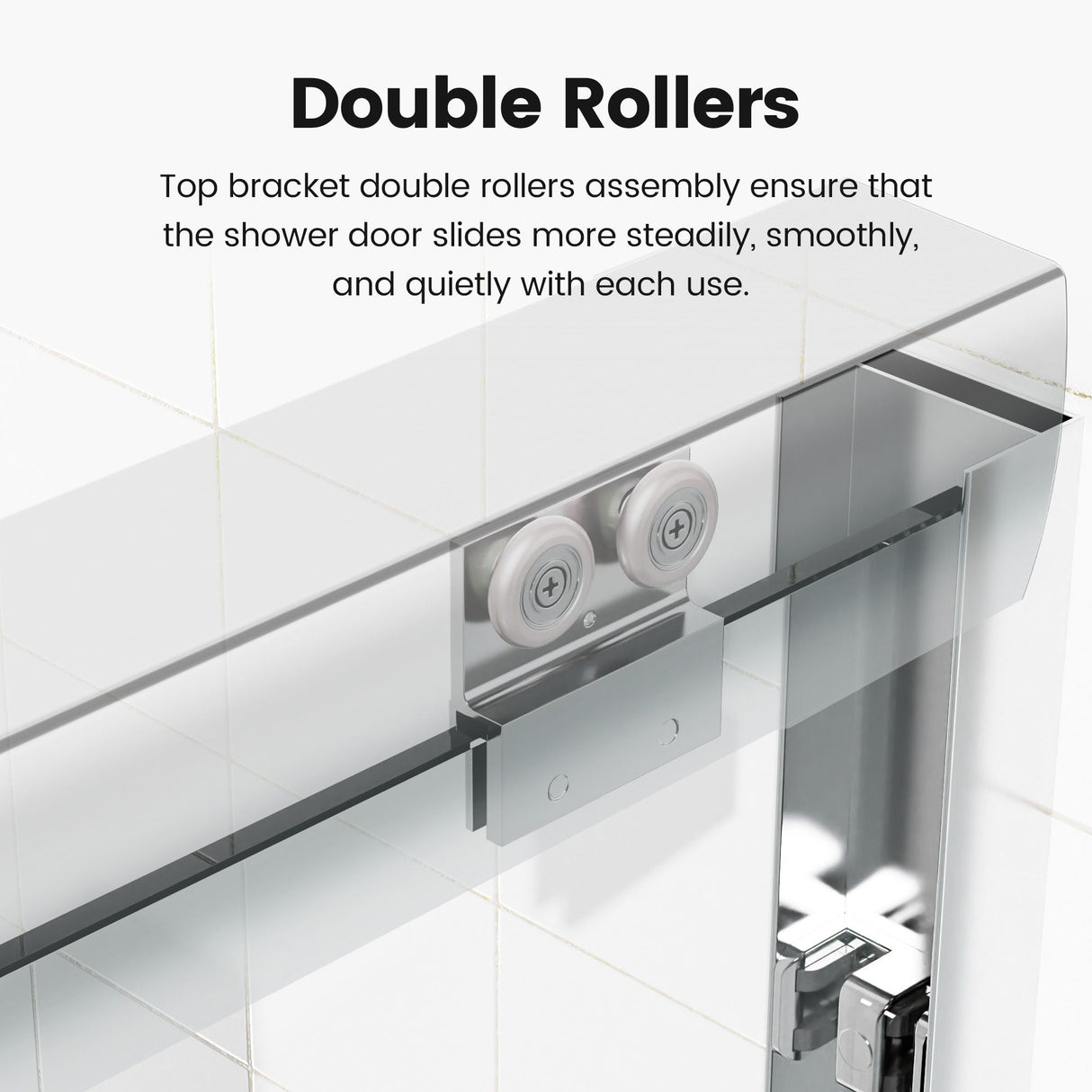 Semi Frameless Double Sliding Shower Door with Tempered Glass