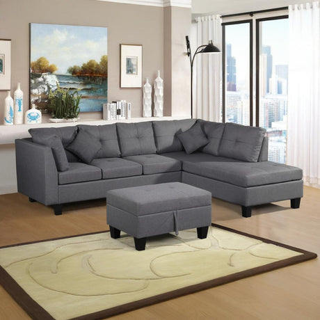 Sectional-Sofa-Set--for-Living-Room--with--Right-Hand-Chaise-Lounge-and-Storage-Ottoman--(Grey)-Sofas-&-Sectionals