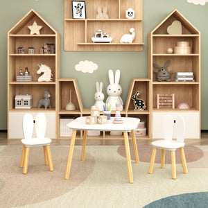 Rabbit Themed Table And 2 Chairs Set - White