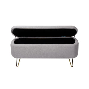 Storage Ottoman Bench For End Of Bed Legs, Modern Camel Faux Fur Entryway Bench Upholstered Padded With Storage For Living Room Bedroom
