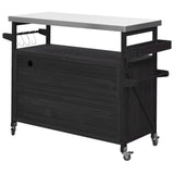 K&K Outdoor Kitchen Island with Rolling Bar Cart and Storage Cabinet