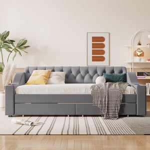 Upholstered Daybed With Storage Armrests And USB Port