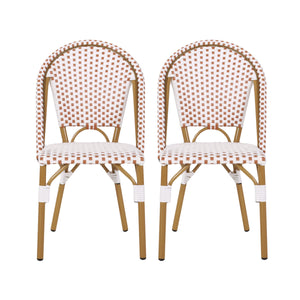 Outdoor PE Rattan and Aluminum French Bistro Chairs, Set of 2, Rusted