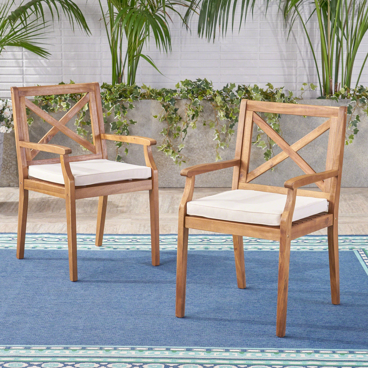 Perla Dining Chair 2-Piece Set with Cream Cushions