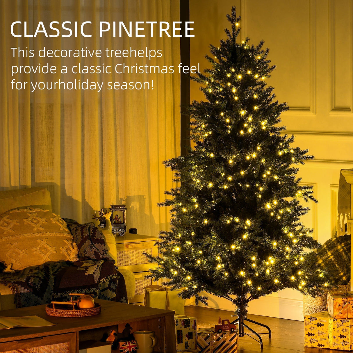 6ft Tall Prelit Artificial Christmas Tree with 8 Light Modes