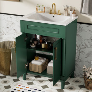 Bathroom Vanity with Integrated Sink and 2-Door Cabinet