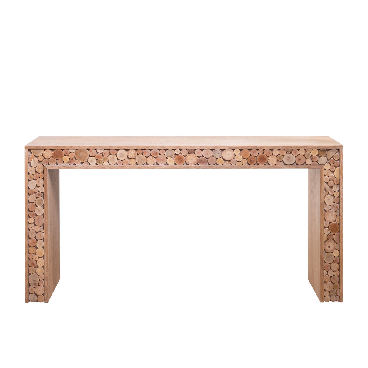 Rustic Wood Console Table with Natural Log Accents – 62 Entryway Table, Narrow Sofa Table, Hallway Accent Table – Modern Farmhouse Style