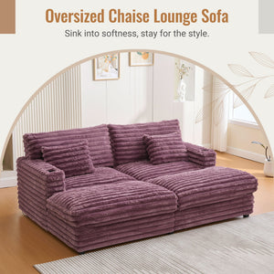 Oversized Double Chaise Lounge Sofa Bed With USB Ports And Cup Holders