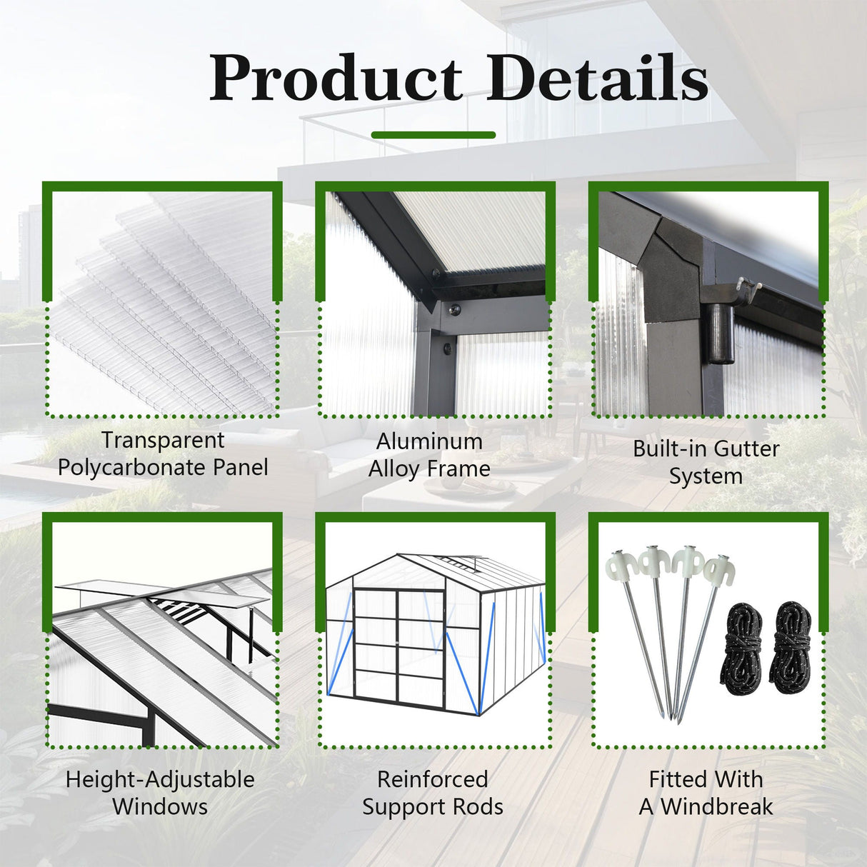 Gain Height Windproof Aluminum house With Raised Base