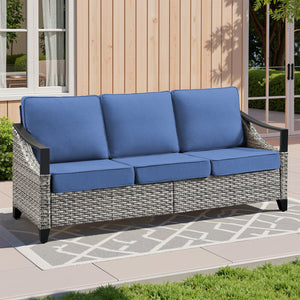 73.4" Wide Outdoor Wicker Sofa