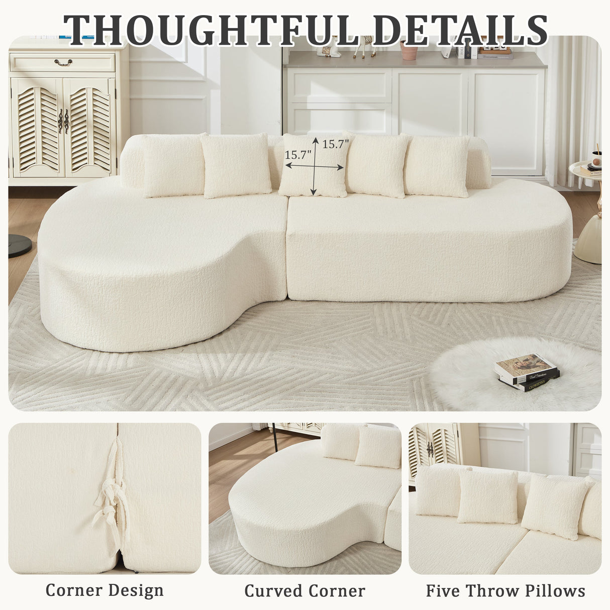 Boneless Couches for Living Room - White