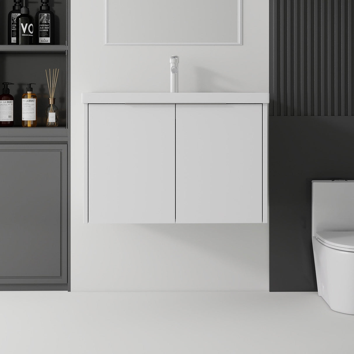 36 Inch Floating Bathroom Vanity with Sink, Soft-Close Door, Ceramic Sink, Plywood